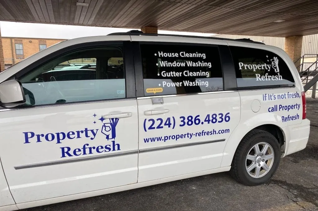 Professional window cleaning service car