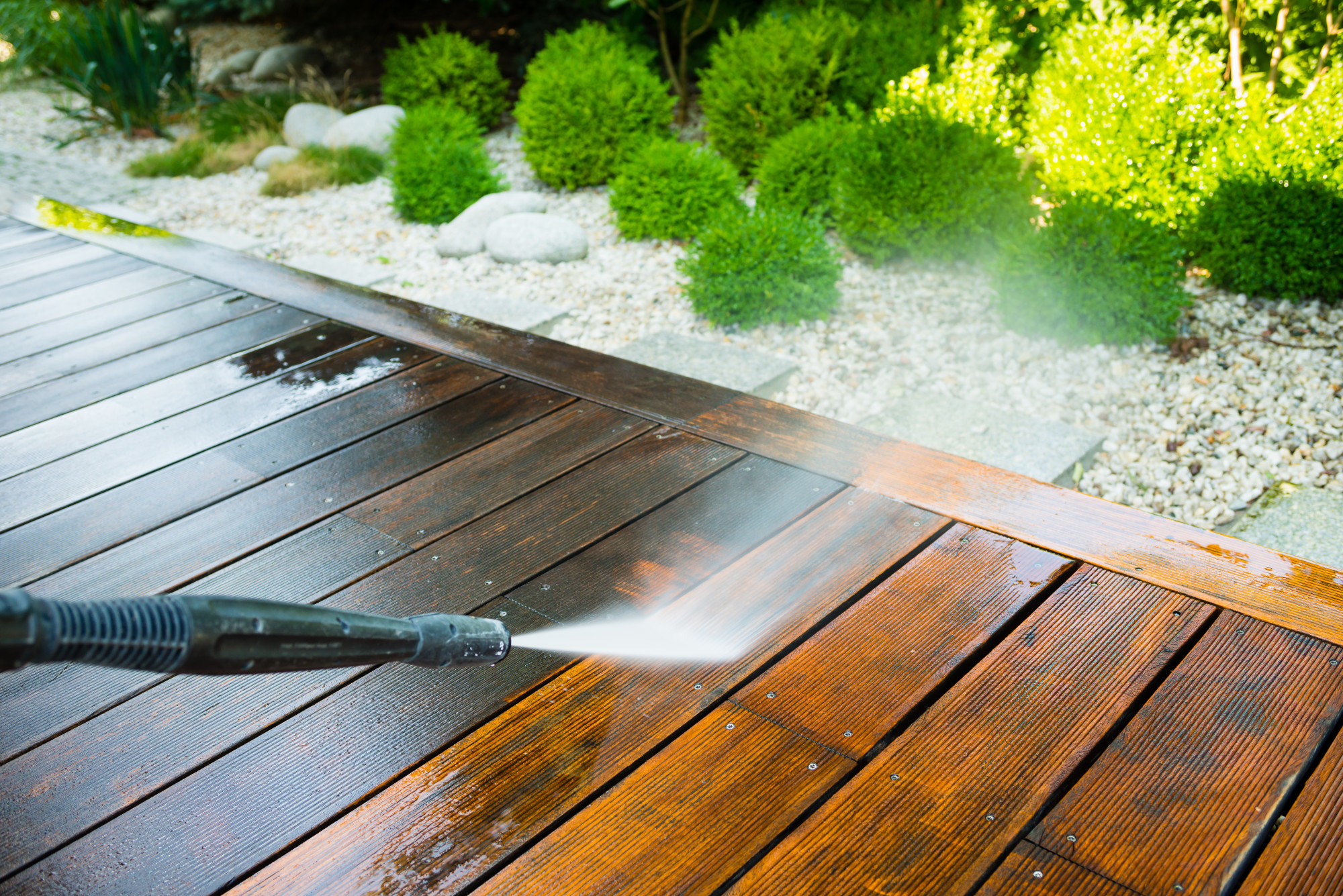 power washing the deck