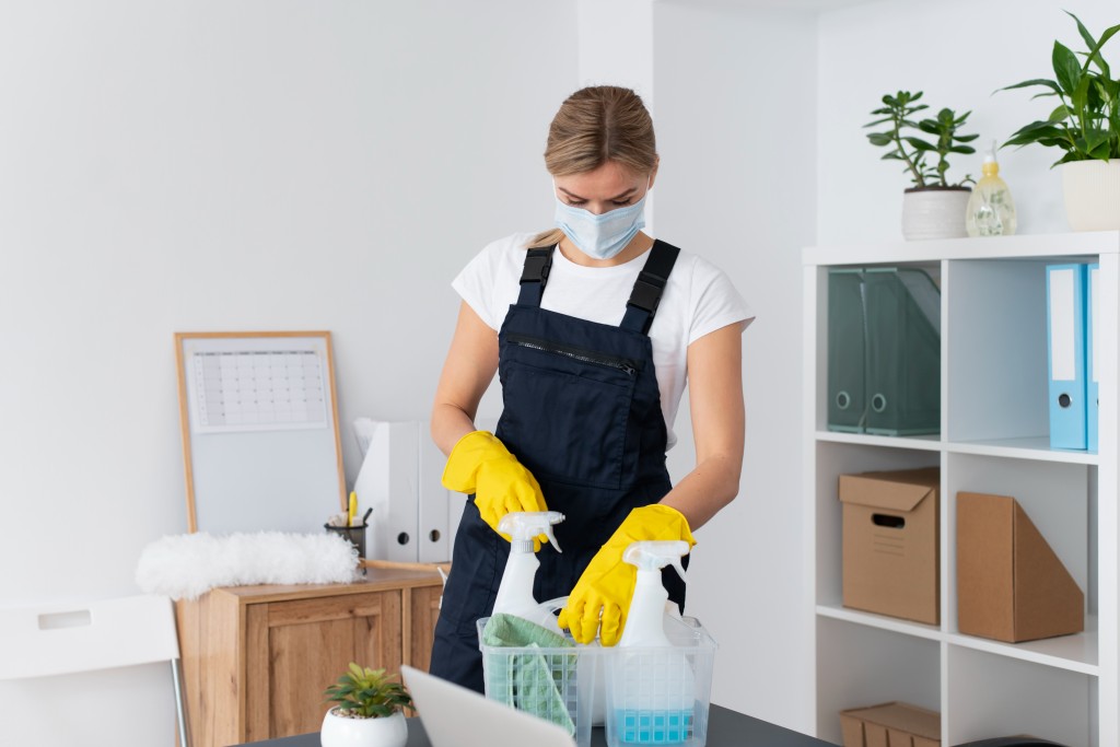 person cleaning office 