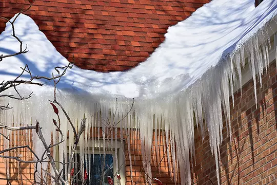 ice dams forming on the roof